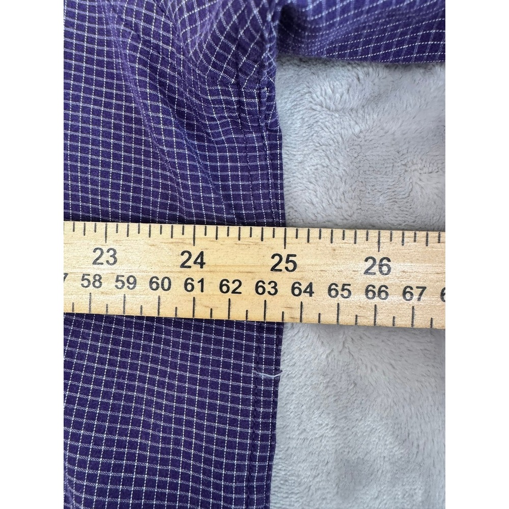 Antigua TCU Horned Frogs Mens Button Up Shirt Purple Checkered Long Sleeve M
